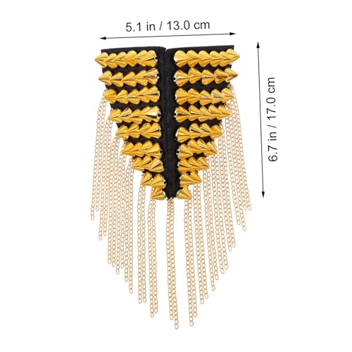 ARTSEWPLY Riveted Schulterklappe mit Goldfarbener Quaste und Kettenanhänger Vintage Epaulette für Blazer Langlebiges Mode accessoire für Party Kostüm und Zeremonie von ARTSEWPLY