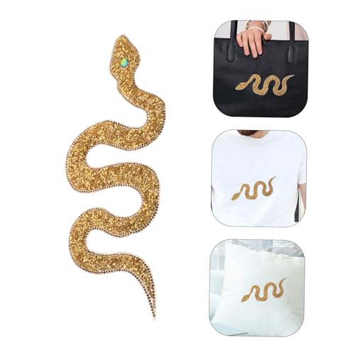 ARTSEWPLY Schlangen Applikation zum Aufbügeln Goldfarbener Strass Patch mit Schlangenförmigem Design DIY Bügelbild für Kleidung Schuhe Hüte Langlebige Textildekoration für Reparatur und ARTSEWPLY Schlangen Applikation zum Aufbügeln Goldfarbener Strass Patch mit Schlangenförmigem Design DIY Bügelbild für Kleidung Schuhe Hüte Langlebige Textildekoration für Reparatur und von ARTSEWPLY