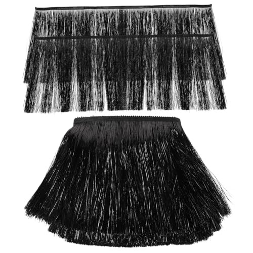 ARTSEWPLY Schwarze Pet Silberfaden Fransenborte Leichte Lametta Tassel Dekoratives Nähzubehör für Party DIY Kostüme Wanddekoration und Bastelprojekte von ARTSEWPLY