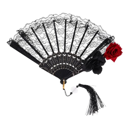 ARTSEWPLY Schwarzer Spitzen handfächer Faltbar Vintage Gothic Lolita Fächer mit Anhänger Tragbar für Halloween Hochzeit Party Damen Accessoire ARTSEWPLY Schwarzer Spitzen handfächer Faltbar Vintage Gothic Lolita Fächer mit Anhänger Tragbar für Halloween Hochzeit Party Damen Accessoire von ARTSEWPLY