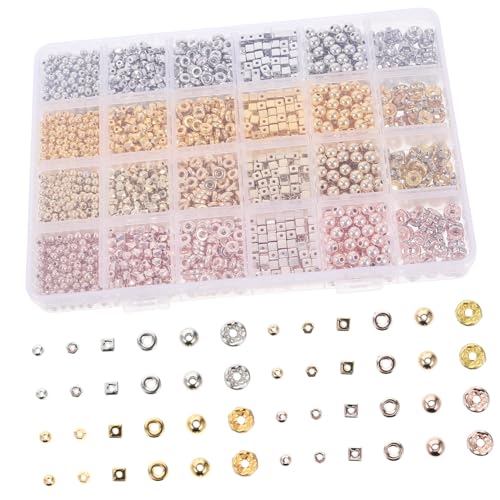 ARTSEWPLY Spacer Perlen Goldfarben Schmuckherstellung Armband DIY Zubehör Flache und Runde Abstandshalter Perlen für Kreative Bastelprojekte Vielseitige Formen für Individuelle von ARTSEWPLY