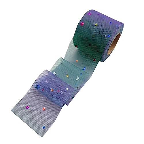 ARTSEWPLY Star Moon DIY Netzband mit Regenbogen Pailletten für Haarschmuck und Kleidung Lila Langlebiges Leichtes Dekorationsband für Kreative Bastelprojekte von ARTSEWPLY
