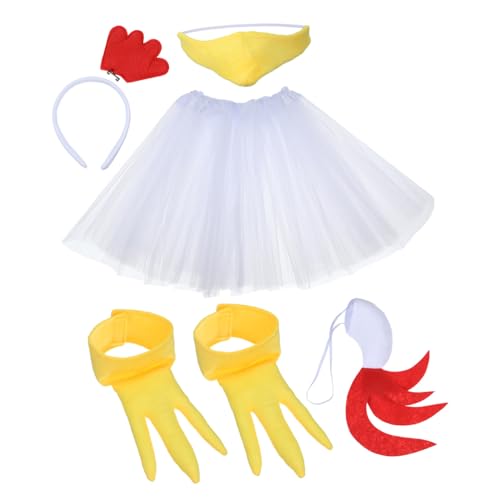 ARTSEWPLY Teiliges Hühnerkostüm Set für Damen mit Weißem Federn Haarreif Tutu Rock und Krallenhandschuhen Kreatives Chick Party Cosplay für Halloween Ostern und Festival Events ARTSEWPLY Teiliges Hühnerkostüm Set für Damen mit Weißem Federn Haarreif Tutu Rock und Krallenhandschuhen Kreatives Chick Party Cosplay für Halloween Ostern und Festival Events von ARTSEWPLY