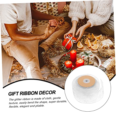ARTSEWPLY Transparente Schneeflocken Geschenkband mit Draht Glitzerndes Satin Schleifenband für Weihnachtsdeko DIY Geschenkanhänger Flexible Verpackungsschleife für Festtagsgeschenke und von ARTSEWPLY