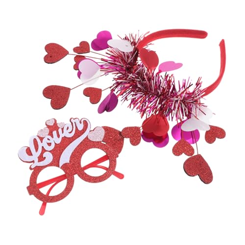 ARTSEWPLY Valentinstag Herz Stirnband mit Glitzer Pailletten und Herzförmiger Sonnenbrille Party Accessoire für Frauen und Mädchen für Geburtstag Hochzeit Tanz und Festliche Anlässe von ARTSEWPLY
