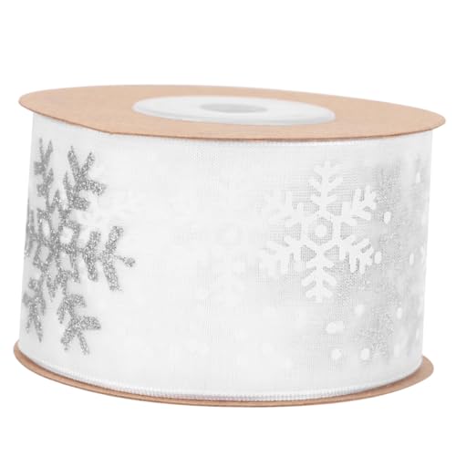 ARTSEWPLY Weihnachts Geschenkband mit Schneeflockenmotiv Weißes Glitzerndes Dekoband aus Polyester Vielseitig für Geschenkverpackung Party und Weihnachtsdeko Langlebig und Leicht zu Lagern ARTSEWPLY Weihnachts Geschenkband mit Schneeflockenmotiv Weißes Glitzerndes Dekoband aus Polyester Vielseitig für Geschenkverpackung Party und Weihnachtsdeko Langlebig und Leicht zu Lagern von ARTSEWPLY