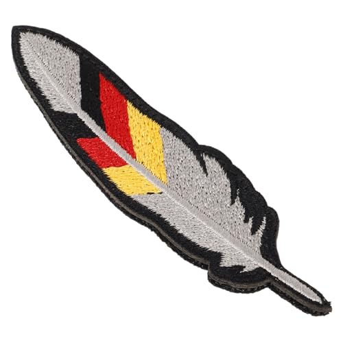 ARTSEWPLY Widerstandsfähiger Aufnäher mit Deutschlandfahne Federförmiges Design Kleiner Haftverschluss Patch für Jacken Mützen und Rucksäcke Dekorativ und Vielseitig Einsetzbar von ARTSEWPLY