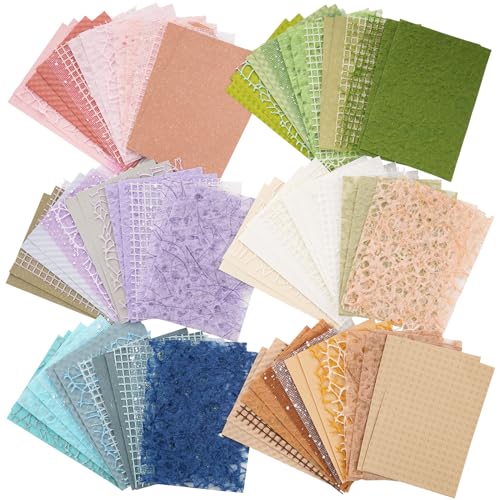 96 Blatt strukturiertes Scrapbook-Papier und Netzstoff, sortiertes Set, 6 Stück, gemischtes Spezialpapier für Scrapbooking, Planer, Bullet Junk, Journal, Zubehör, gemischte Medien, Collage, 96 Blatt strukturiertes Scrapbook-Papier und Netzstoff, sortiertes Set, 6 Stück, gemischtes Spezialpapier für Scrapbooking, Planer, Bullet Junk, Journal, Zubehör, gemischte Medien, Collage, von ARTSMONA