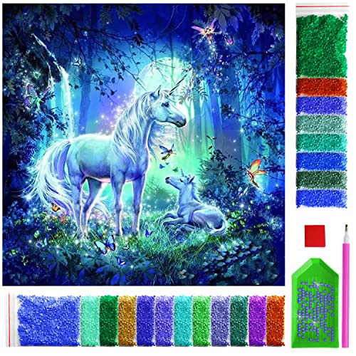 ARTULIO Diamond Painting Set 30x40cm Einhörner – 5D Diamant Painting Bilder Kinder mit Daiments Painting Zubehör für Kinder und Erwachsene - Crystal Art für Home Wand Deko von ARTULIO