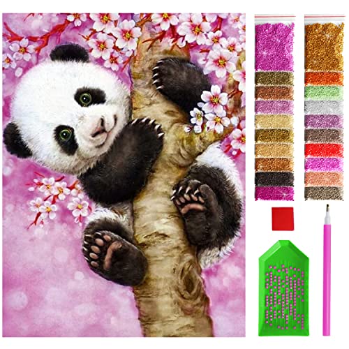 ARTULIO Diamond Painting Set - Fantastische Panda auf Blütendrache - 30x40 cm – 5D Diamant Painting Bilder, Diamond Painting Erwachsene von ARTULIO