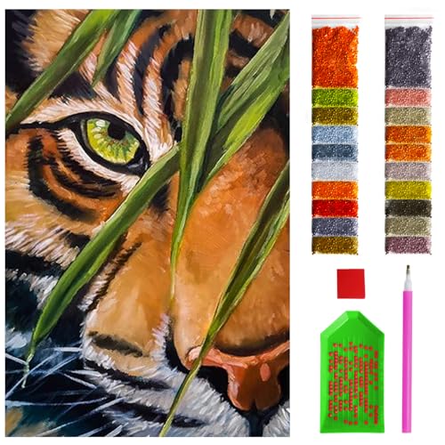 ARTULIO Diamond Painting Set - Blick ins Auge des Tigers - 40x60 cm - Groß XXL - 5D Diamant Painting Bilder DIY, Diamond Painting Erwachsene von ARTULIO