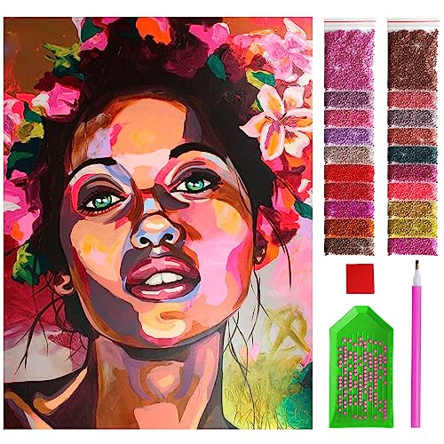 ARTULIO Diamond Painting Set - Frau im Kranz Nahaufnahme - 30x40 cm – 5D Diamant Painting Bilder, Diamond Painting Erwachsene von ARTULIO