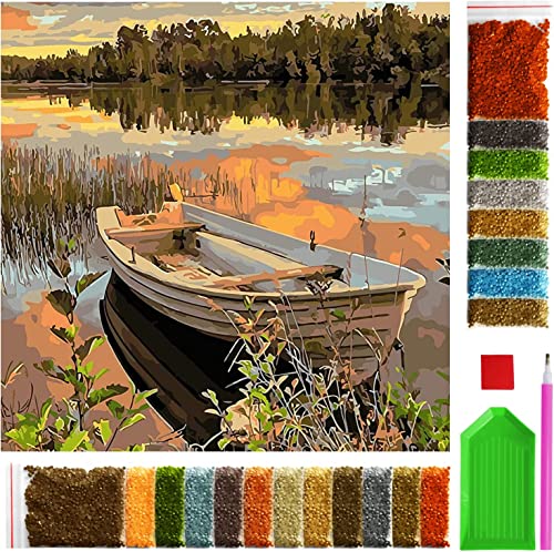 ARTULIO Diamond Painting Set - Märchenhaftes hölzernes Boot - 30x30 cm – 5D Diamant Painting Bilder, Diamond Painting Erwachsene von ARTULIO