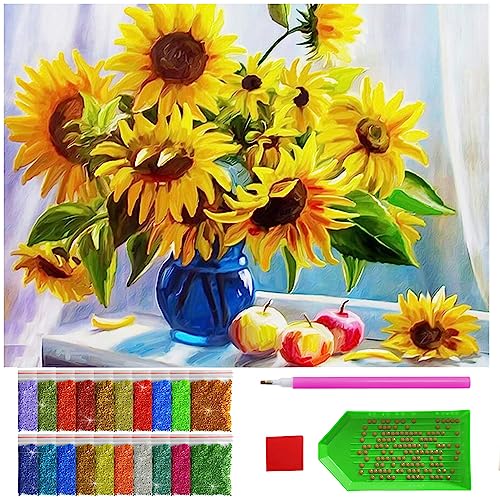 ARTULIO Diamond Painting Set - Stillleben mit Sonnenblumen - 30x40 cm – 5D Diamant Painting Bilder, Diamond Painting Erwachsene von ARTULIO