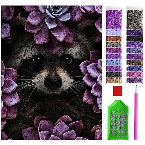 ARTULIO Diamond Painting Set Waschbär– 5D Diamant Painting Bilder 30x40 cm mit Diamond Painting Zubehör für Kinder und Erwachsene - Crystal Art - Wand Deko von ARTULIO