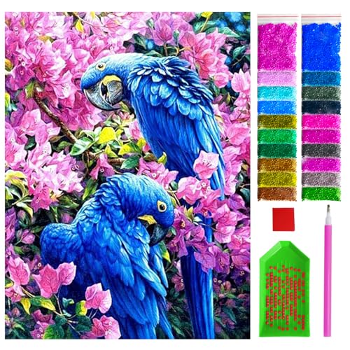 ARTULIO Diamond Painting Set Blaue Sittiche – 5D Diamant Painting Bilder Kinder 30x40 cm mit Diamond Painting Zubehör für Kinder und Erwachsene - Crystal Art von ARTULIO