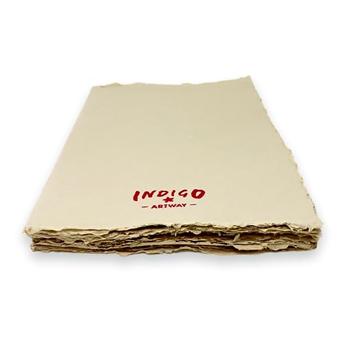 Artway Indigo Handgefertigter Buchblock, 100% Baumwolle, 200 g/m², mittlere Textur, A4, helles Stein von ARTWAY