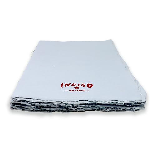 Artway Indigo Handgefertigter Buchblock, 100% Baumwolle, 200 g/m², mittlere Textur, A4, helles Indigo Artway Indigo Handgefertigter Buchblock, 100% Baumwolle, 200 g/m², mittlere Textur, A4, helles Indigo von ARTWAY