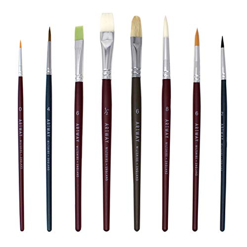 Artway - Pinselset - Nylon-, Wildschwein-, Zobel- & Naturhaarborsten - Rund-, Flach-, Katzenzungenpinsel - 8 Pinsel von ARTWAY