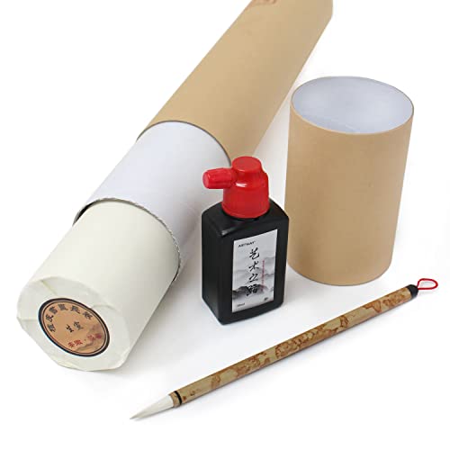 Artway - Shu Xuan-Papier - verarbeitetes chinesisches Reispapier (Reif) - Rolle mit Tusche & Pinsel von ARTWAY