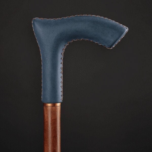Geschenk Für Oma, Gehstock Blauer Griff Holz Frauen, Männer Eleganter Cane Derby Geschenk Für Oma, Gehstock Blauer Griff Holz Frauen, Männer Eleganter Cane Derby von ARTWalkingSticks