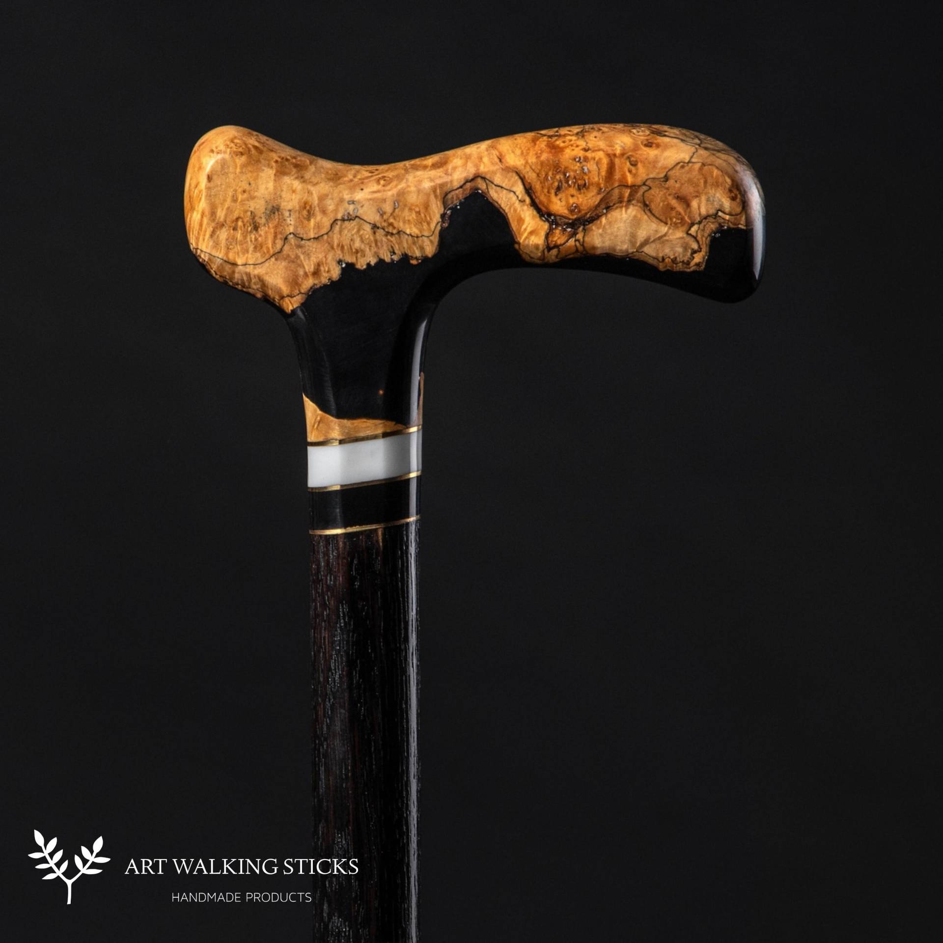 Schwarze Epoxy Gehstock Aus Ahorn Maser, Stylisch Für Männer Und Frauen Schwarze Epoxy Gehstock Aus Ahorn Maser, Stylisch Für Männer Und Frauen von ARTWalkingSticks