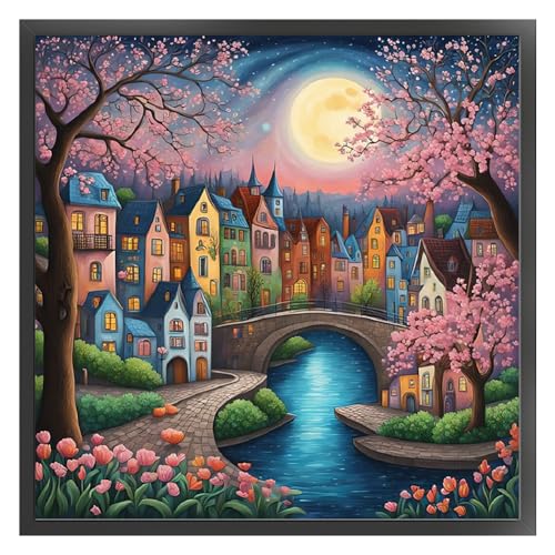 ARVALOLET Komplettes Stickset Öko-Baumwolle 16 CT, Kreuzstich Malerei-Set „Schloss“ 45x45 cm painting von ARVALOLET