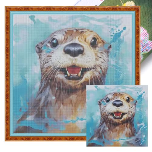 ARVALOLET Kreuzstich Set 14CT Öko-Baumwollgarn Bedruckter Seeotter 55x55cm Handarbeit Wanddekoration ARVALOLET Kreuzstich Set 14CT Öko-Baumwollgarn Bedruckter Seeotter 55x55cm Handarbeit Wanddekoration von ARVALOLET