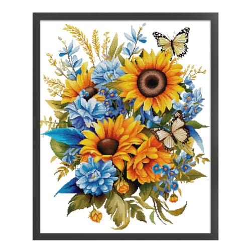 ARVALOLET Kreuzstich-Set aus Baumwolle, 14 CT, verschiedene Blumenmotive Malerei, umweltfreundlich, ohne Druck ARVALOLET Kreuzstich-Set aus Baumwolle, 14 CT, verschiedene Blumenmotive Malerei, umweltfreundlich, ohne Druck von ARVALOLET
