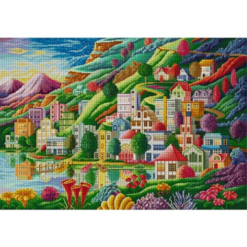 ARVALOLET Vollstickerei-Set mit ägyptischem Baumwollgarn, 14CT Malerei Stadt-Kreuzstich 82x61 cm painting ARVALOLET Vollstickerei-Set mit ägyptischem Baumwollgarn, 14CT Malerei Stadt-Kreuzstich 82x61 cm painting von ARVALOLET