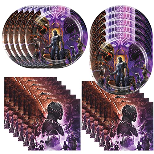 ARWANG 40er-Pack Black Panther Geburtstagsparty-Zubehör enthält 20 Teller, 20 Servietten für die Black Panther Party-Dekoration ARWANG 40er-Pack Black Panther Geburtstagsparty-Zubehör enthält 20 Teller, 20 Servietten für die Black Panther Party-Dekoration von ARWANG