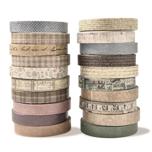20 Rollen Washi-Tape | Scrapbook-Tape | Washi-Tape für Scrapbooking | Dekoratives Klebeband | Scrapbook-Zubehör | Scrapbooking-Zubehör | Farbiges Masking Tape zum Verpacken von Tagebüchern (Vintage) von ARWIG