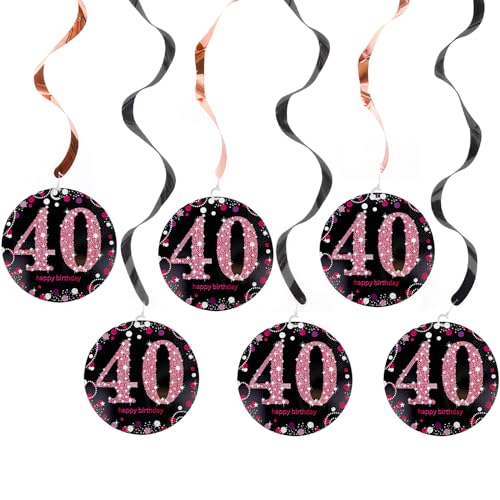 ARWIG 6 Pairs 40 Geburtstag Deko | Deko 40 Geburtstag Frau | 40 Geburtstag Männer | Girlande 40 Geburtstag (Roségold) von ARWIG