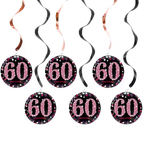 ARWIG 6 Pairs 60 Geburtstag Deko | Deko 60 Geburtstag Frau | 60 Geburtstag Männer | Girlande 60 Geburtstag (Roségold) von ARWIG