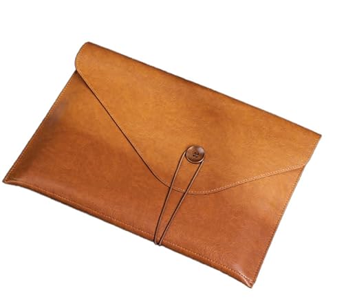 ARYU Business-Leder-Dokumententasche A4 Dokumententasche mit Knopfleiste, wasserdicht, tragbarer Ticket-Organizer von ARYU