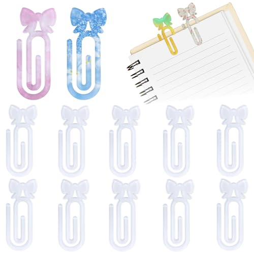 ARefugen 10 Stück Kokette Schleife Sublimation Blanko Acryl Büroklammern – 9,9 x 4,3 cm Personalisierte Jumbo DIY Wärmetransfer-Büroklammer für Bastelarbeiten, Lesezeichen, Geschenke, Schule, Büro von ARefugen