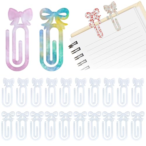 ARefugen 20 Stück Coquette Schleife Sublimation Blanko Acryl Büroklammern – 9,9 x 4,6 cm personalisierte Jumbo-Büroklammern zum Selbermachen von Wärmetransfer-Büroklammern zum Basteln, Lesezeichen von ARefugen