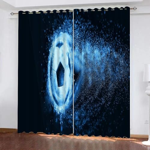 ARiXIaNg Gardinen Blickdicht Fußball Kinderzimmer Vorhänge Sport Polyester Vorhänge Abdunkelnd Blickdichte Schallschutz Gardinen mit Ösen 2er-Pack (140x160 cm) von ARiXIaNg