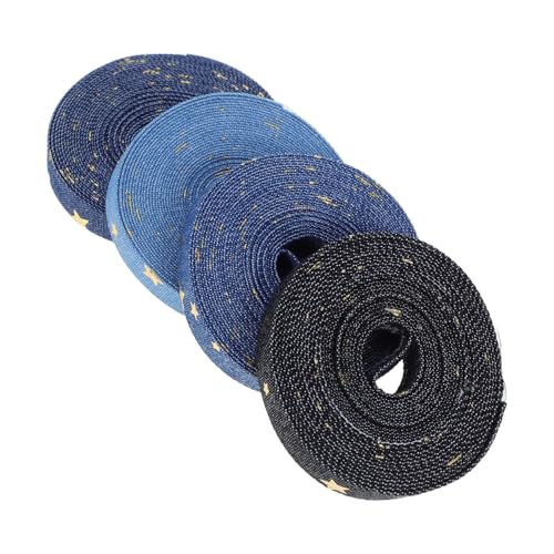 ASAKKURA 4 Rollen Denim Stoffband mit Goldenen Sternen für Diy Einpacken Kleidung Zubehör Dekorationen Vielseitiges Bastelmaterial Stilvolles Design von ASAKKURA