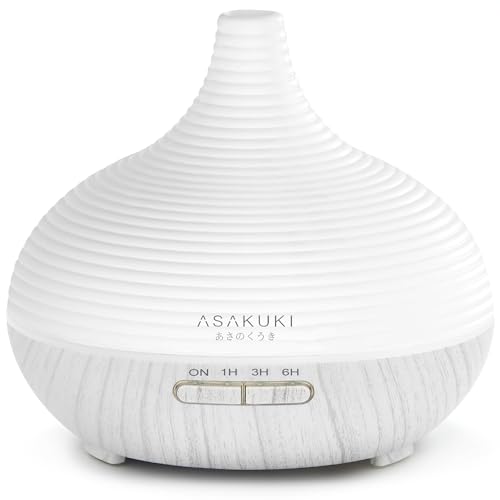 ASAKUKI Diffusor 300ml für Duftöle, Premium Ultraschall Luftbefeuchter Aromatherapie Öle Diffusor mit 7 farbigem LED Licht, BPA Free für Spa,Schlafzimmer, Büro von ASAKUKI
