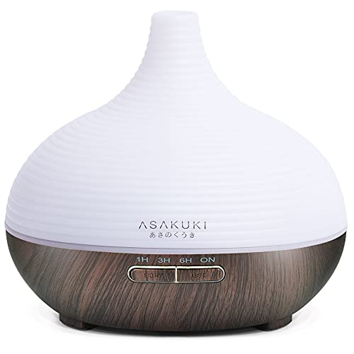 ASAKUKI Aroma Diffuser für Ätherisches Öle 300ml, Luftbefeuchter Duftöl Duftlampe Äromatherapie Öle Diffusor Cool Mist Raumbefeuchter mit 7 Farben LED für Schlafzimmer von ASAKUKI