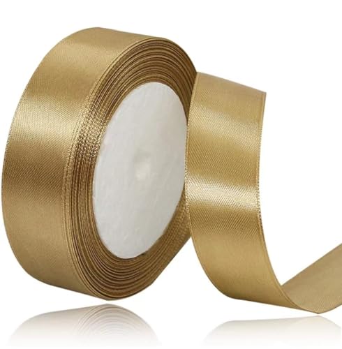 Geschenkband Champange Gold 25 mm Breit,23 Meter Satinbänder Stoff Schleifenband Kunsthandwerk,Hochzeitsdekoration, Weihnachten, Haarbögen,Babyparty, Blumensträuße, Geburtstag und Geschenkverpackung Geschenkband Champange Gold 25 mm Breit,23 Meter Satinbänder Stoff Schleifenband Kunsthandwerk,Hochzeitsdekoration, Weihnachten, Haarbögen,Babyparty, Blumensträuße, Geburtstag und Geschenkverpackung von ASALZBOAY