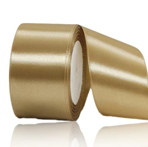 Geschenkband Champange Gold 50 mm Breit,23 Meter Satinbänder Stoff Schleifenband Kunsthandwerk,Hochzeitsdekoration, Weihnachten, Haarbögen,Babyparty, Blumensträuße, Geburtstag und Geschenkverpackung Geschenkband Champange Gold 50 mm Breit,23 Meter Satinbänder Stoff Schleifenband Kunsthandwerk,Hochzeitsdekoration, Weihnachten, Haarbögen,Babyparty, Blumensträuße, Geburtstag und Geschenkverpackung von ASALZBOAY