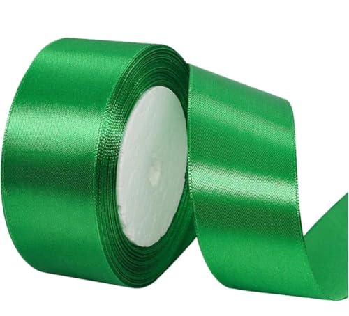 Geschenkband Grün 40 mm Breit,23 Meter Satinbänder Grün Stoff Schleifenband Kunsthandwerk, Kränze, Hochzeitsdekoration, Weihnachten, Haarbögen, Blumensträuße, Geburtstag und Geschenkverpackung von ASALZBOAY