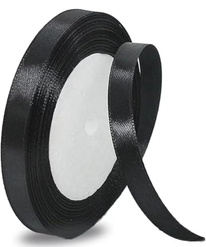 Geschenkband Schwarz 10 mm Breit,23 Meter Satinbänder Schwarz Stoff Schleifenband Kunsthandwerk, Kränze, Hochzeitsdekoration, Weihnachten, Haarbögen, Blumensträuße, Geburtstag und Geschenkverpackung Geschenkband Schwarz 10 mm Breit,23 Meter Satinbänder Schwarz Stoff Schleifenband Kunsthandwerk, Kränze, Hochzeitsdekoration, Weihnachten, Haarbögen, Blumensträuße, Geburtstag und Geschenkverpackung von ASALZBOAY