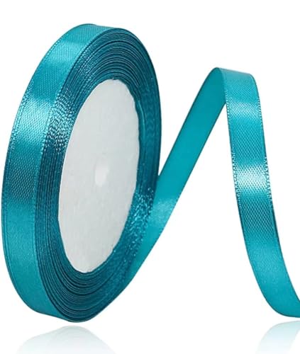Geschenkband Türkisblaues 10 mm Breit,23 Meter Satinbänder Türkisblaues Stoff Schleifenband Kunsthandwerk,Hochzeitsdekoration, Weihnachten, Haarbögen, Blumensträuße, Geburtstag und Geschenkverpackung von ASALZBOAY