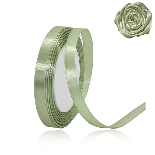 Salbeigrünes Satinband, 0,95 cm x 22,7 m, Salbeigrün, solides Stoffband für Geschenkverpackungen, Basteln, Hochzeit, Weihnachten, Haarschleifen, Blumensträuße, Jubiläen, Babypartys Salbeigrünes Satinband, 0,95 cm x 22,7 m, Salbeigrün, solides Stoffband für Geschenkverpackungen, Basteln, Hochzeit, Weihnachten, Haarschleifen, Blumensträuße, Jubiläen, Babypartys von ASALZBOAY