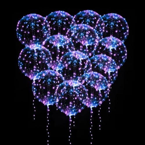 ASANMU 15 Stück Leuchtende Luftballons, 20 Zoll Bobo Helium Ballons LED Luftballons Wiederverwendbar Leuchtende Ballons mit Lichterketten BoBo Luftballons für Karneval, Valentinstag, Hochzeit von ASANMU