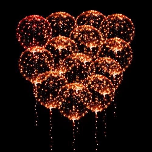 ASANMU 15 Stück Leuchtende Luftballons, 20 Zoll Bobo Helium Ballons LED Luftballons Wiederverwendbar Leuchtende Ballons mit Lichterketten für Geburtstag, Valentinstag, Karneval, Hochzeit (Rot) von ASANMU