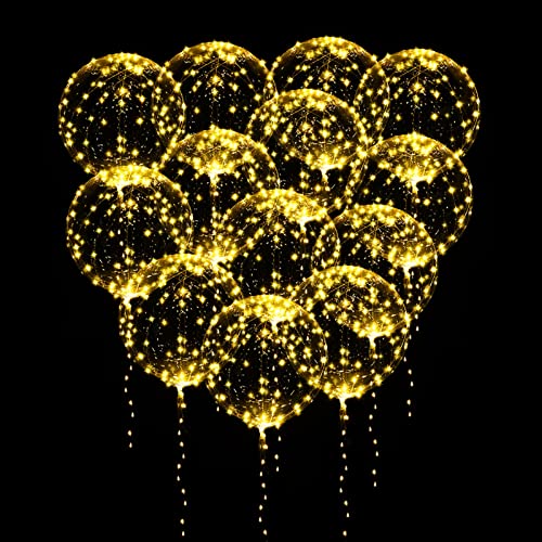 ASANMU 15 Stück Leuchtende Luftballons, 20 Zoll Bobo Helium Ballons LED Luftballons Wiederverwendbar Leuchtende Ballons mit Lichterketten Luftballons für Valentinstag, Geburtstag, Hochzeit, Karneval von ASANMU